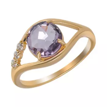 Серебряное кольцо с аметистом и фианитами