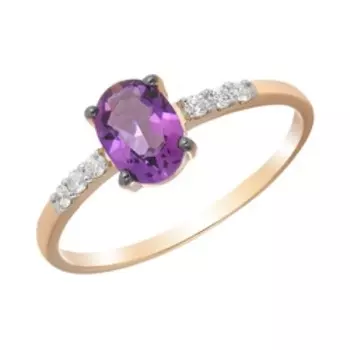 Серебряное кольцо с аметистом и фианитами