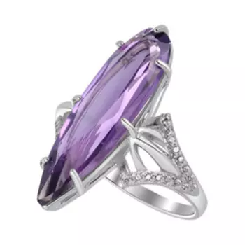 Серебряное кольцо с аметистом и фианитами