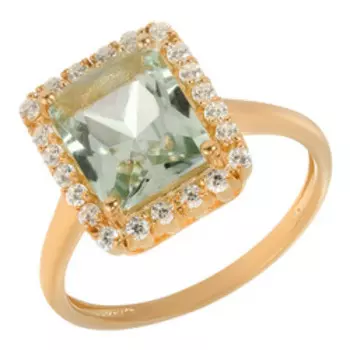 Серебряное кольцо с аметистом и фианитами