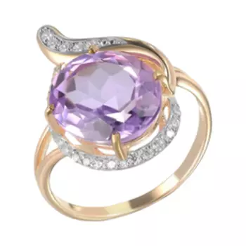 Серебряное кольцо с аметистом и фианитами