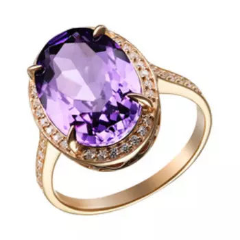 Серебряное кольцо с аметистом и фианитами