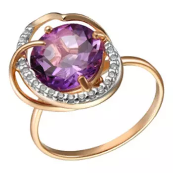 Серебряное кольцо с аметистом и фианитами