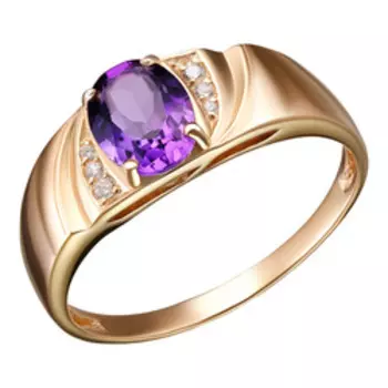 Серебряное кольцо с аметистом и фианитами