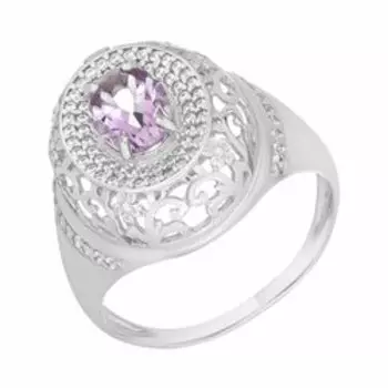 Серебряное кольцо с аметистом и фианитами