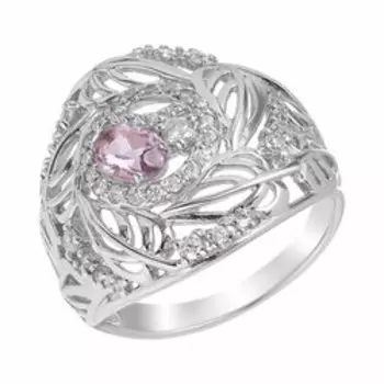 Серебряное кольцо с аметистом и фианитами