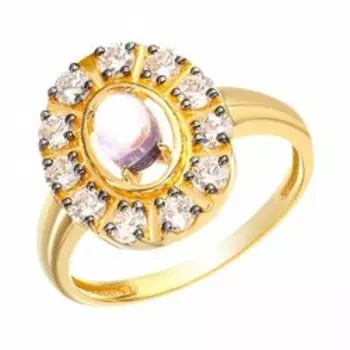 Серебряное кольцо с аметистом и фианитами