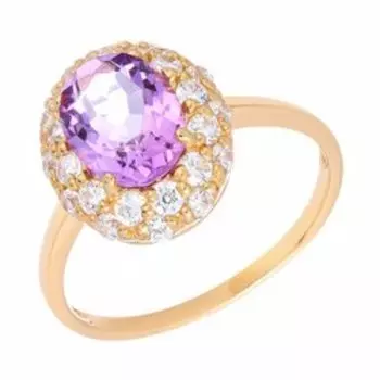 Серебряное кольцо с аметистом и фианитами