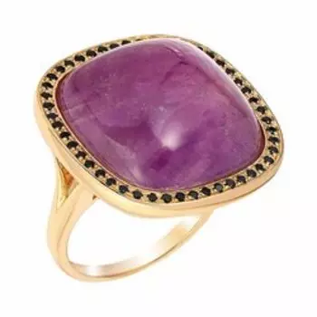 Серебряное кольцо с аметистом и россыпью агата