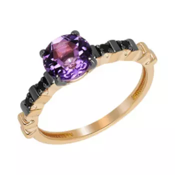 Серебряное кольцо с аметистом и шпинелью