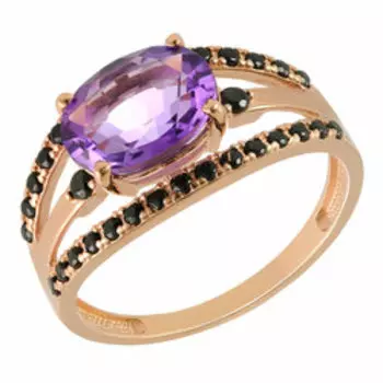 Серебряное кольцо с аметистом и шпинелью