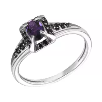 Серебряное кольцо с аметистом и шпинелью