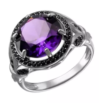 Серебряное кольцо с аметистом и шпинелью