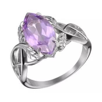 Серебряное кольцо с аметистом "Листочки"