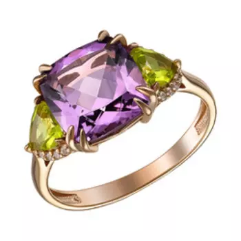 Серебряное кольцо с аметистом, ситаллами и фианитами