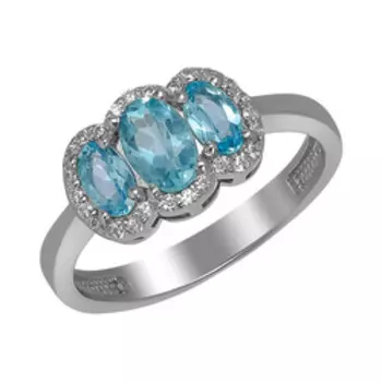 Серебряное кольцо с апатитами и фианитами