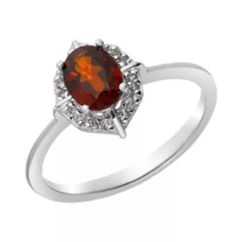 Серебряное кольцо с белыми топазами и спессартином