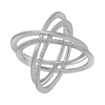 Серебряное кольцо с бесцветным кубическим цирконием