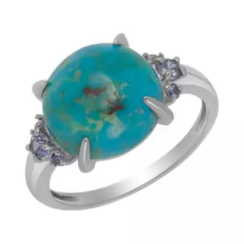 Серебряное кольцо с бирюзой и фианитами