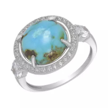 Серебряное кольцо с бирюзой и фианитами