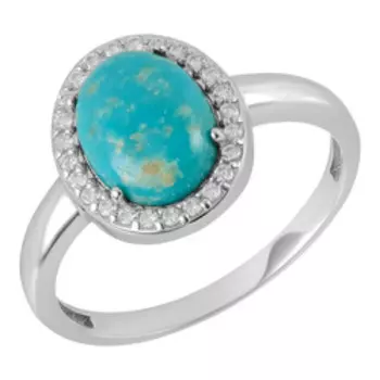 Серебряное кольцо с бирюзой и фианитами