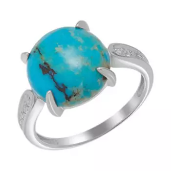 Серебряное кольцо с бирюзой и фианитами