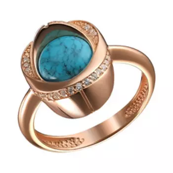 Серебряное кольцо с бирюзой и фианитами