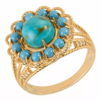 Серебряное кольцо с бирюзой и фианитами