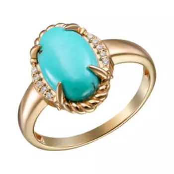 Серебряное кольцо с бирюзой и фианитами