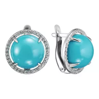 Серебряное кольцо с бирюзой и фианитами