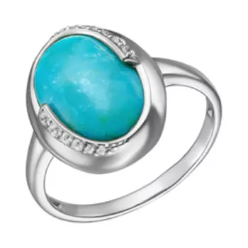 Серебряное кольцо с бирюзой и фианитами