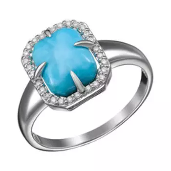 Серебряное кольцо с бирюзой и фианитами