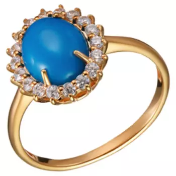 Серебряное кольцо с бирюзой и фианитами