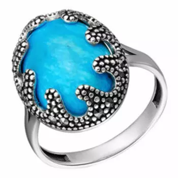 Серебряное кольцо с бирюзой и марказитами