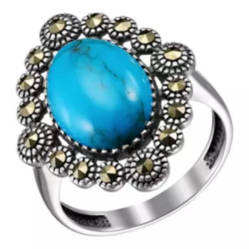 Серебряное кольцо с бирюзой и марказитами
