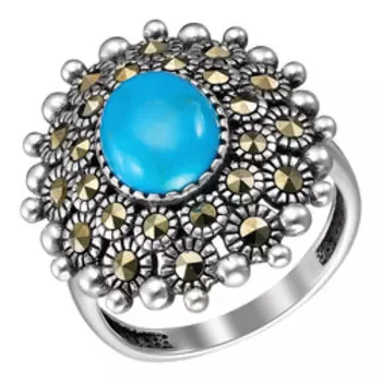 Серебряное кольцо с бирюзой и марказитами