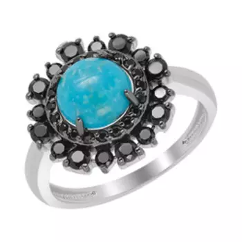 Серебряное кольцо с бирюзой и шпинелью