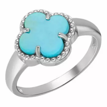 Серебряное кольцо с бирюзой "Клевер"