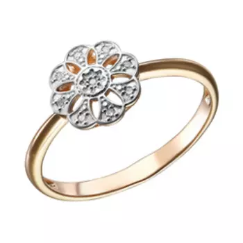 Серебряное кольцо с бриллиантами "Цветок"