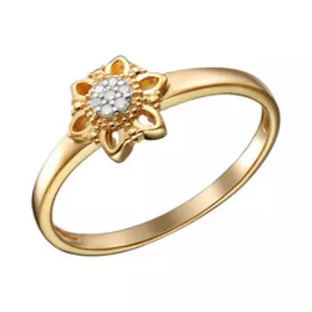 Серебряное кольцо с бриллиантами "Цветок"