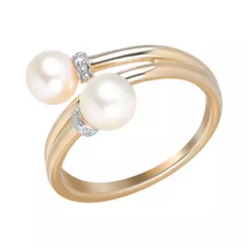 Серебряное кольцо с бриллиантами и жемчугом