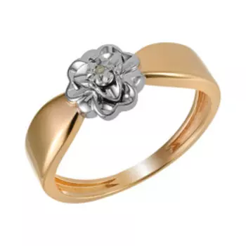 Серебряное кольцо с бриллиантом "Цветок"