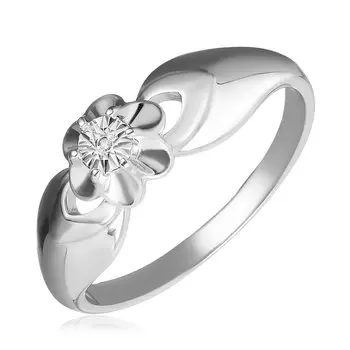 Серебряное кольцо с бриллиантом