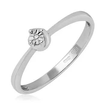 Серебряное кольцо с бриллиантом