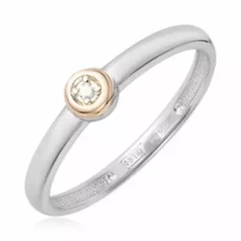 Серебряное кольцо с бриллиантом и золотом