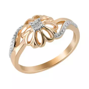 Серебряное кольцо с бриллиантом "Цветок"