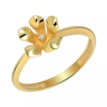 Серебряное кольцо с бриллиантом "Цветок"