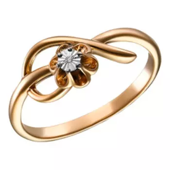 Серебряное кольцо с бриллиантом "Цветок"