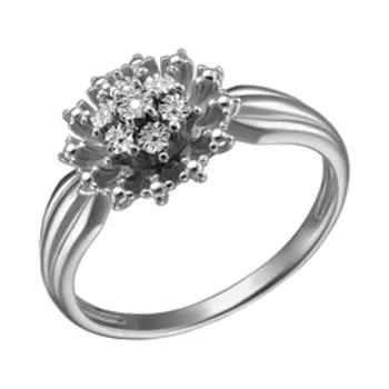 Серебряное кольцо с бриллиантом "Цветок"