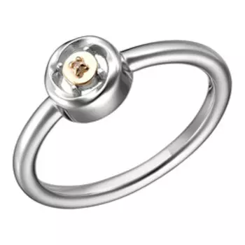 Серебряное кольцо с бриллиантом и золотом